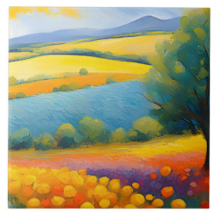 “Fleurs Tranquilles” Wide Landscape Provence Tile