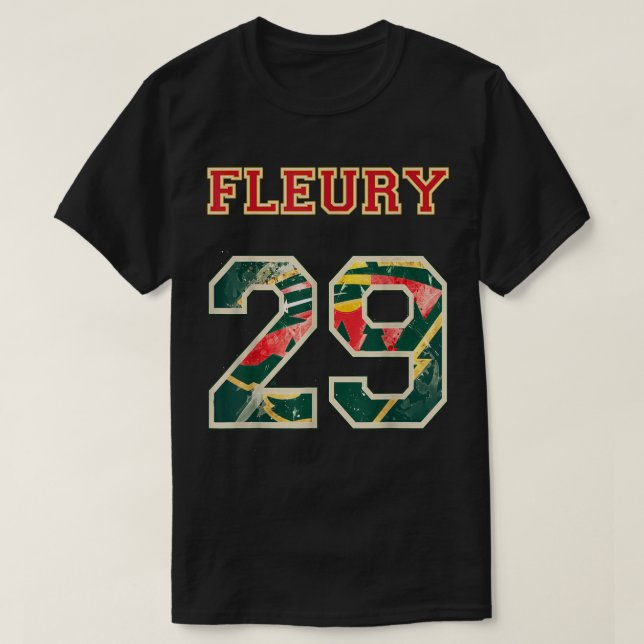 FLEURY 29 Wild Goalie Flower Minnesota Pro Ice Hoc T-Shirt (Design Front)