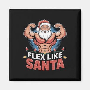 Flex Like Santa Claus Bodybuilder Christmas Gym Wo Magnet