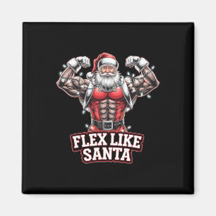 Flex Like Santa Claus Bodybuilder Christmas Gym Wo Magnet