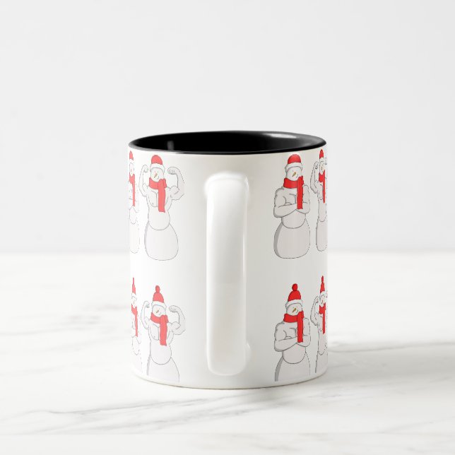 Flex Muscle Snowman Two-Tone Coffee Mug (Handle)