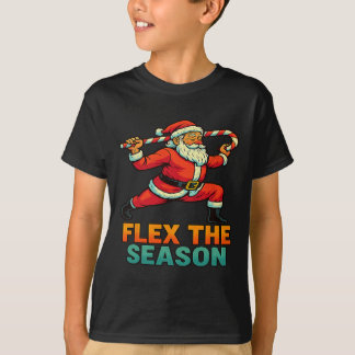 Flex The Season Yoga Santa Holiday  T-Shirt