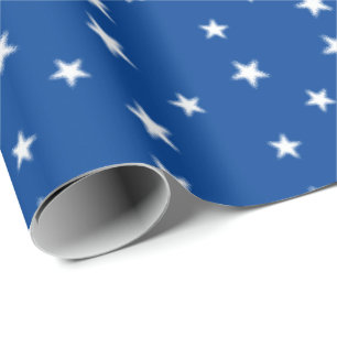 Flexible Blue Stray Christmas Stars Wrapping Paper