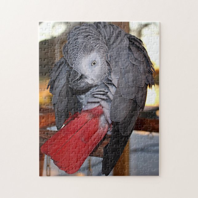 Flexible Congo African Grey Parrot with Red Tail Jigsaw Puzzle (Vertical)