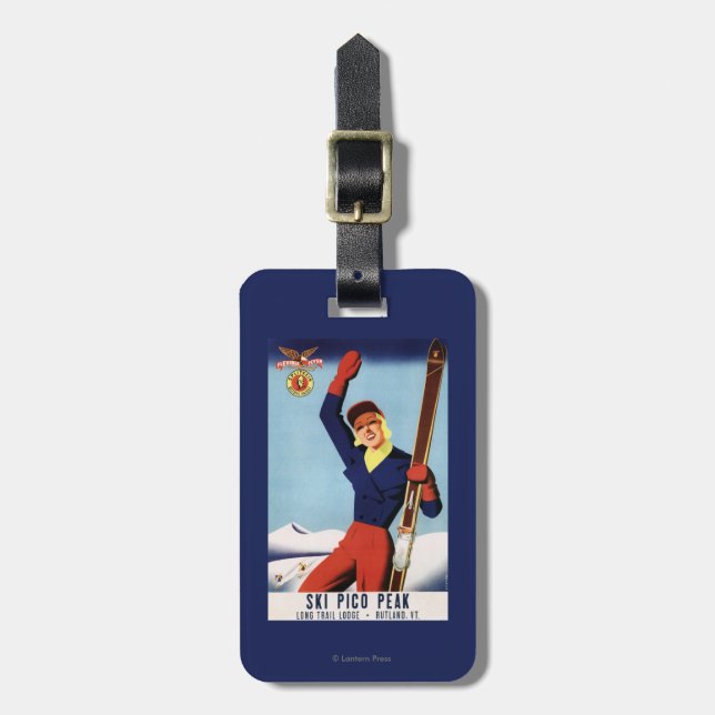 Flexible Flyer Pin-Up Skiing Girl Luggage Tag (Front Vertical)