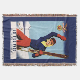 Flexible Flyer Pin-Up Skiing Girl Throw Blanket
