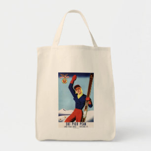 Flexible Flyer Pin-Up Skiing Girl Tote Bag
