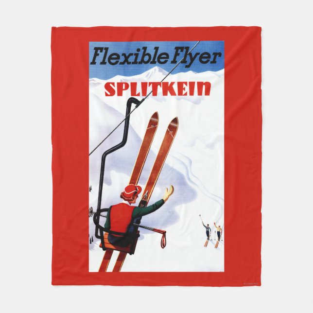 Flexible Flyer Splitkein Wooden Skis Promo Fleece Blanket (Front)