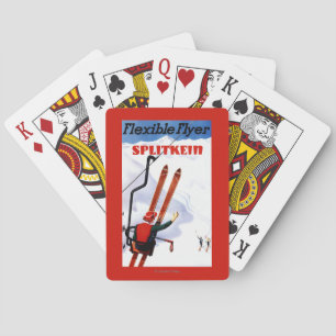 Flexible Flyer Splitkein Wooden Skis Promo Playing Cards
