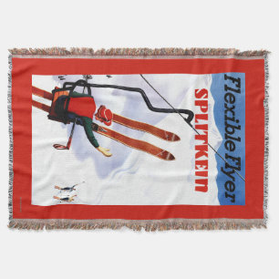 Flexible Flyer Splitkein Wooden Skis Promo Throw Blanket