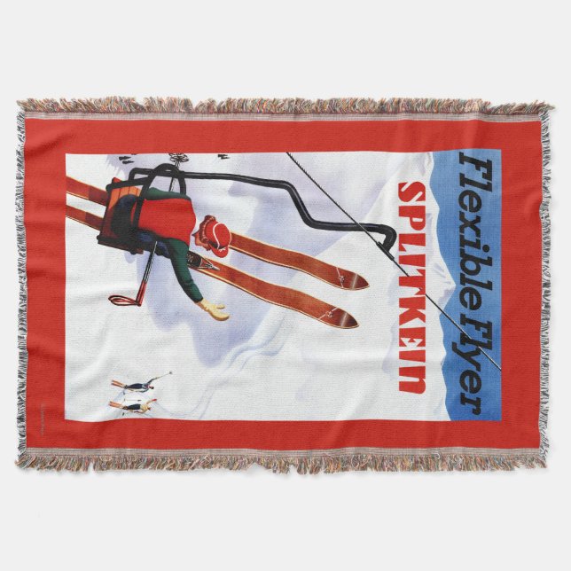Flexible Flyer Splitkein Wooden Skis Promo Throw Blanket (Front)