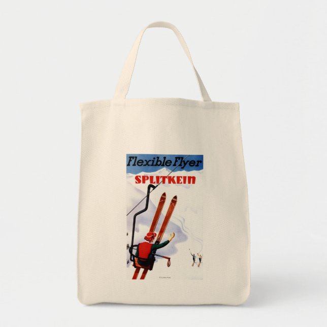 Flexible Flyer Splitkein Wooden Skis Promo Tote Bag (Front)