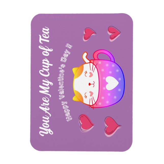 Flexible Photo Magnet with a cat inside a tea cup (Vertical)