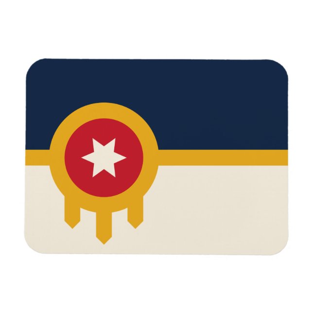 Flexible photo magnet with flag of Tulsa, Oklahoma (Horizontal)