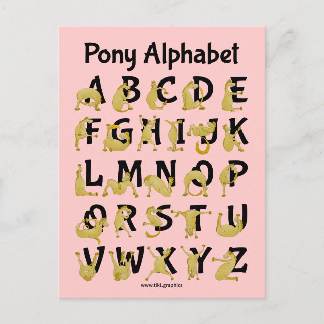 Flexible Pony | Alphabet Chart Postcard (Front)