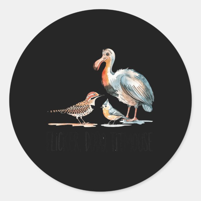 Flicker Dodo Titmouse Apparel Bird Nerd Wildlife B Classic Round Sticker (Front)