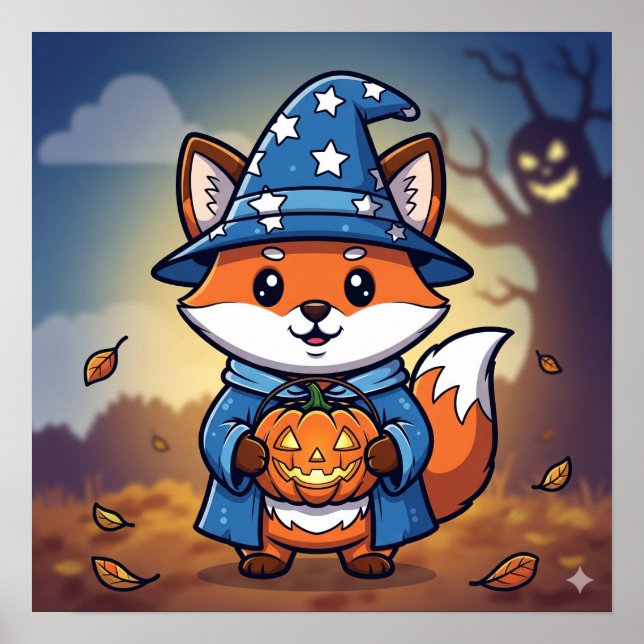 Flicker the Fox - Halloween Wizard Poster (Front)
