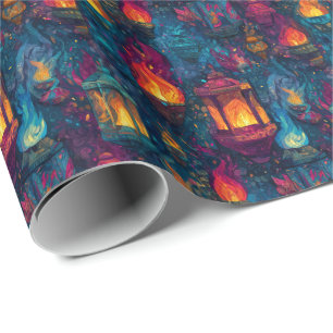 Flickering Torches and Lanterns D&D Illumination Wrapping Paper
