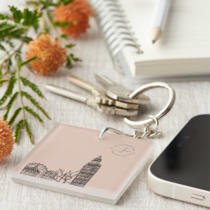 Flickermuse Mocha Mousse Tone Sketch  Key Ring
