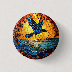 Flier Bird Over Sunset Ocean 3 Cm Round Badge