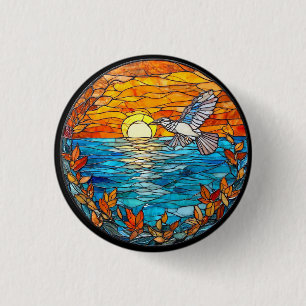 Flier Bird Over Sunset Ocean 3 Cm Round Badge