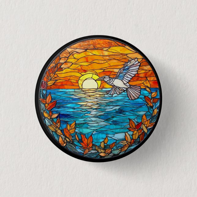Flier Bird Over Sunset Ocean 3 Cm Round Badge (Front)