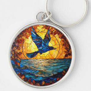 Flier Bird Over Sunset Ocean Key Ring