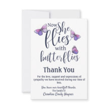 Flies With Butterflies Thank You Funeral Sympathy