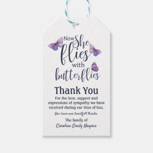 Flies With Butterflies Thank You Memorial Gift Tags