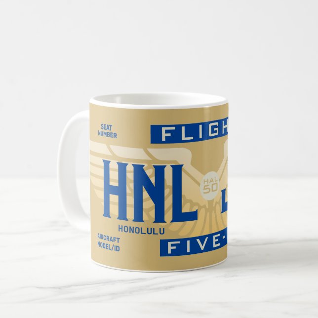 Flight 5-O (HAL50) HNL to JFK Coffee Mug (Front Left)