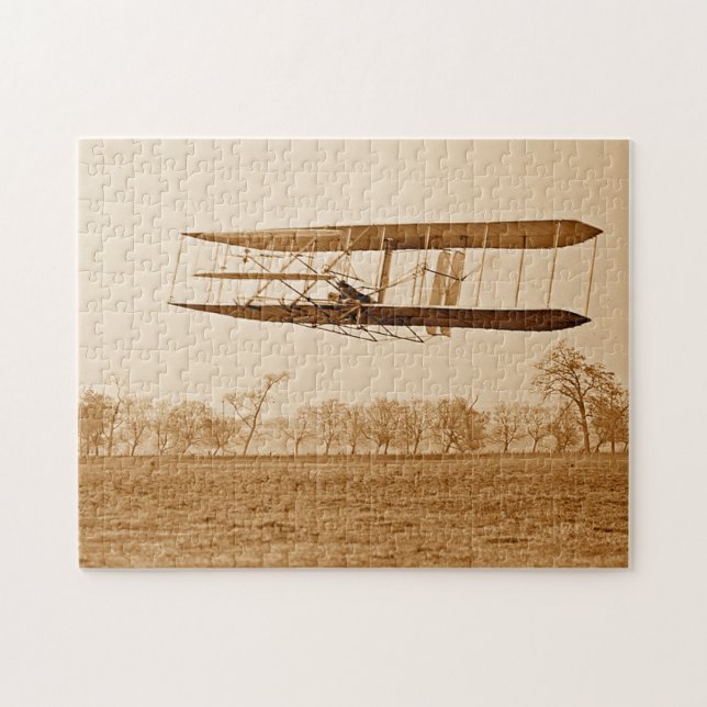 Flight 85 Orville Wright Bi-plane C 1904 Sepia  Jigsaw Puzzle (Horizontal)