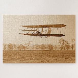 Flight 85 Orville Wright Bi-plane C 1904 Sepia Jigsaw Puzzle