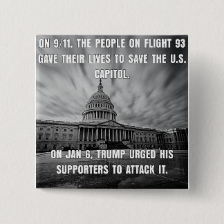 Flight 93 Saved The Capitol.  Trump Attacked It 15 Cm Square Badge