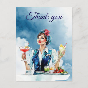 Flight attendance Air Hostess Thank you Postcard