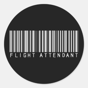Flight Attendant Bar Code Classic Round Sticker