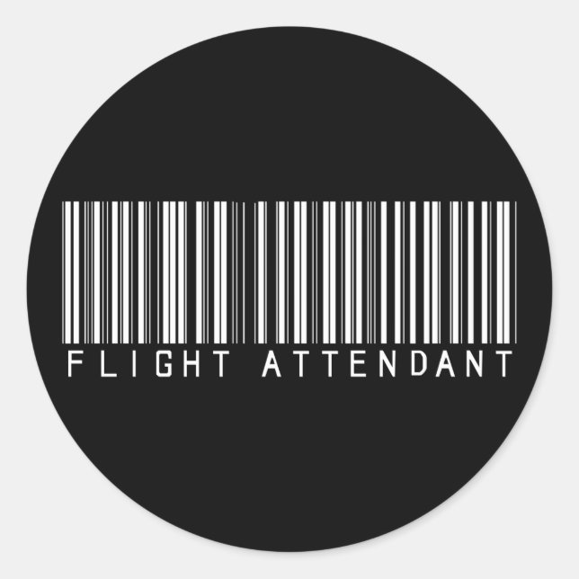 Flight Attendant Bar Code Classic Round Sticker (Front)