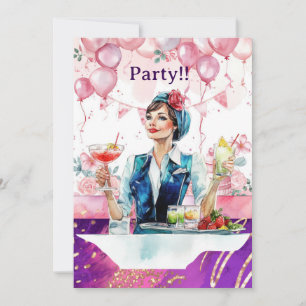 Flight attendant Birthday Party  Invitation