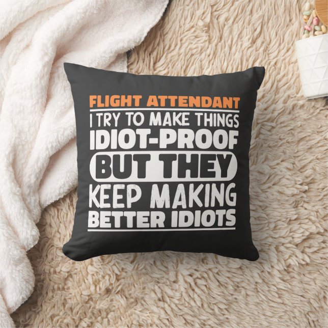 Flight Attendant I Try To Make Things Funny Quote Cushion (Blanket)