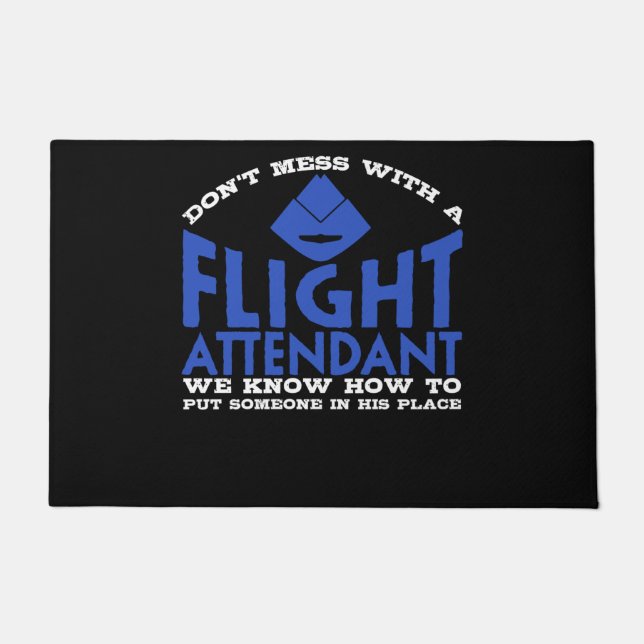 Flight Attendant Joke Air Hostess Stewardess Doormat (Front)