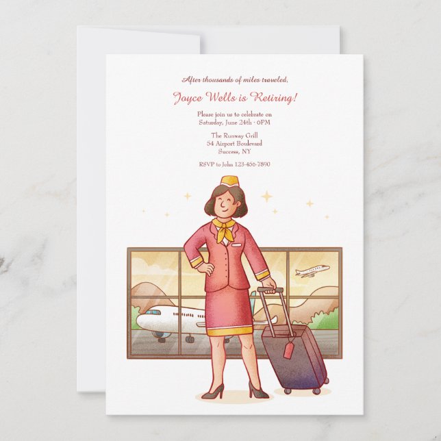 Flight Attendant Retirement Party Invitation (Front)
