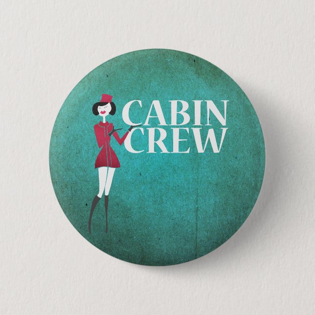 Flight Attendant with Cabin Crew Typography 6 Cm Round Badge (Front)