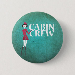 Flight Attendant with Cabin Crew Typography 6 Cm Round Badge