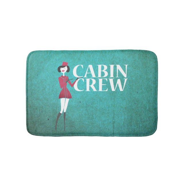 Flight Attendant with Cabin Crew Typography Bath Mat (Front)