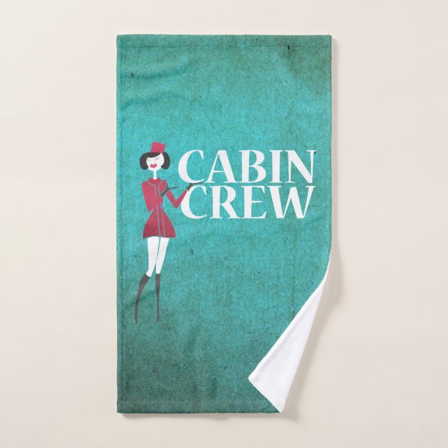 Flight Attendant with Cabin Crew Typography Bath Towel Set (Hand Towel)