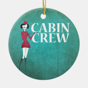 Flight Attendant with Cabin Crew Typography Ceramic Tree Decoration