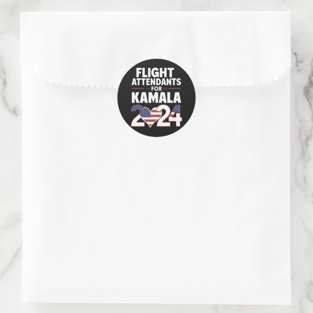 Flight Attendants For Kamala Harris 2024 Election Classic Round Sticker (Bag)