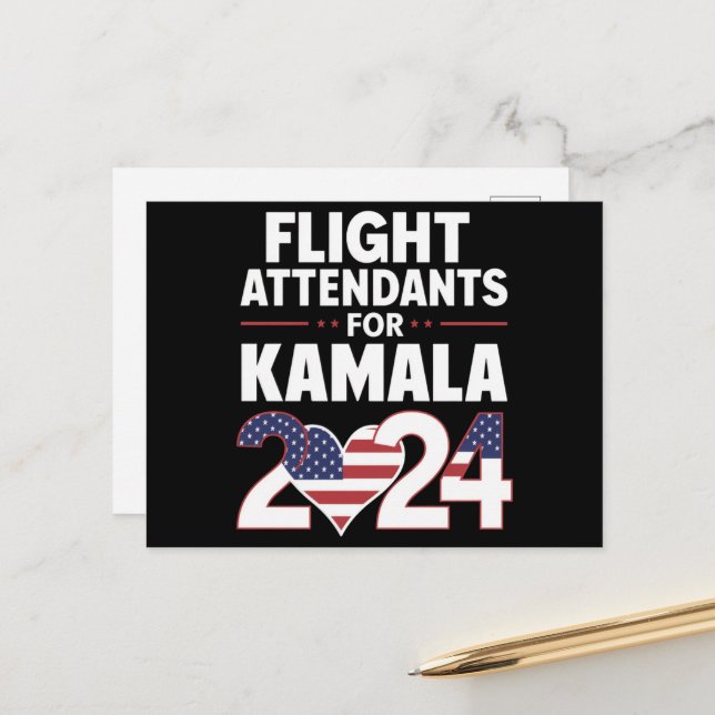 Flight Attendants For Kamala Harris 2024 Election Postcard (Front/Back In Situ)