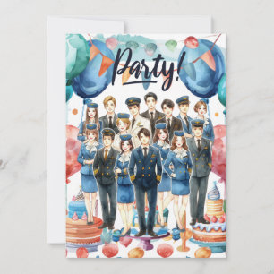 Flight attendants team Party  Invitation