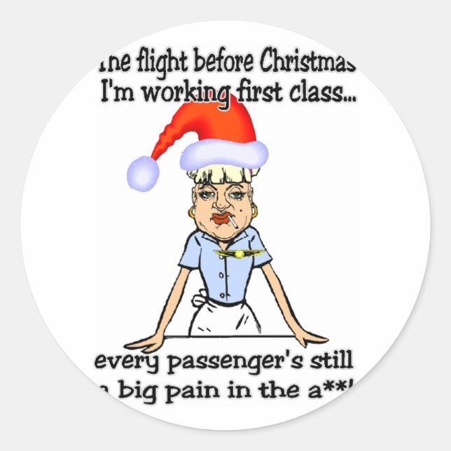 Flight Before Christmas Classic Round Sticker (Front)