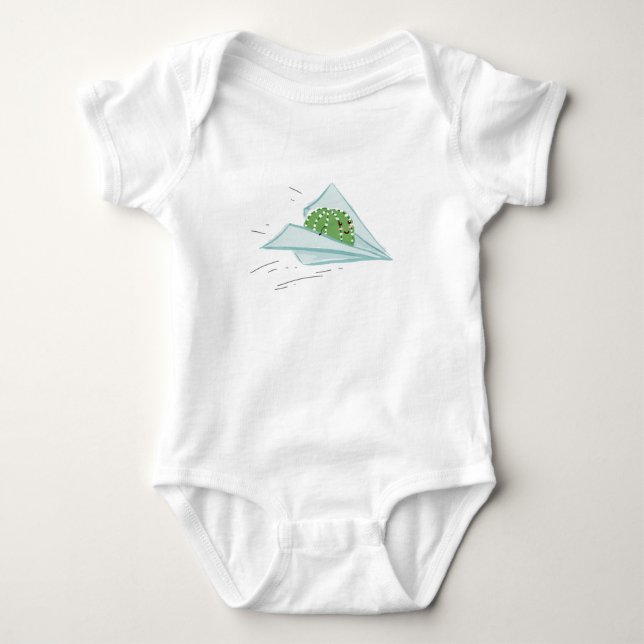 Flight cactus on a paper plane baby bodysuit (Front)